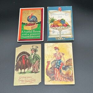Antique Victorian thanksgiving emphemera postcards